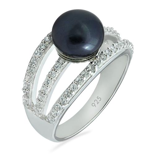 STYLISH BLACK PEARL GEMSTONE  RING IN STERLING SILVER